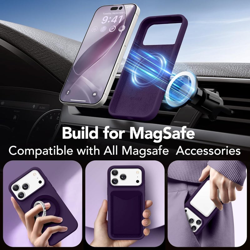 GONEZ Magnetic for iPhone 17 Pro Max Case, Compatible with MagSafe, [Screen Protector + Camera Lens Protector], Liquid Silicone Anti-Scratch Shockproof Protective Phone Case 6.9 inch, Deep Purple - Image 4